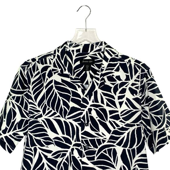 Porter Ash S Mens Leaf Print Performance Shirt Button Front Short Sleeve - Picture 4 of 8